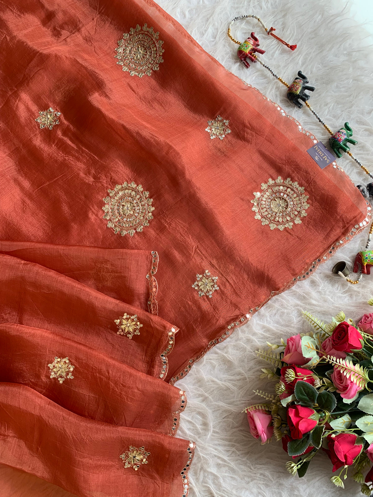 Kora Silk Saree with Gota 5919 05
