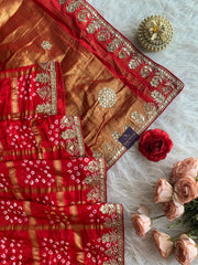 Red Bandhej Gaji Silk Saree with Gharchola 5885 04