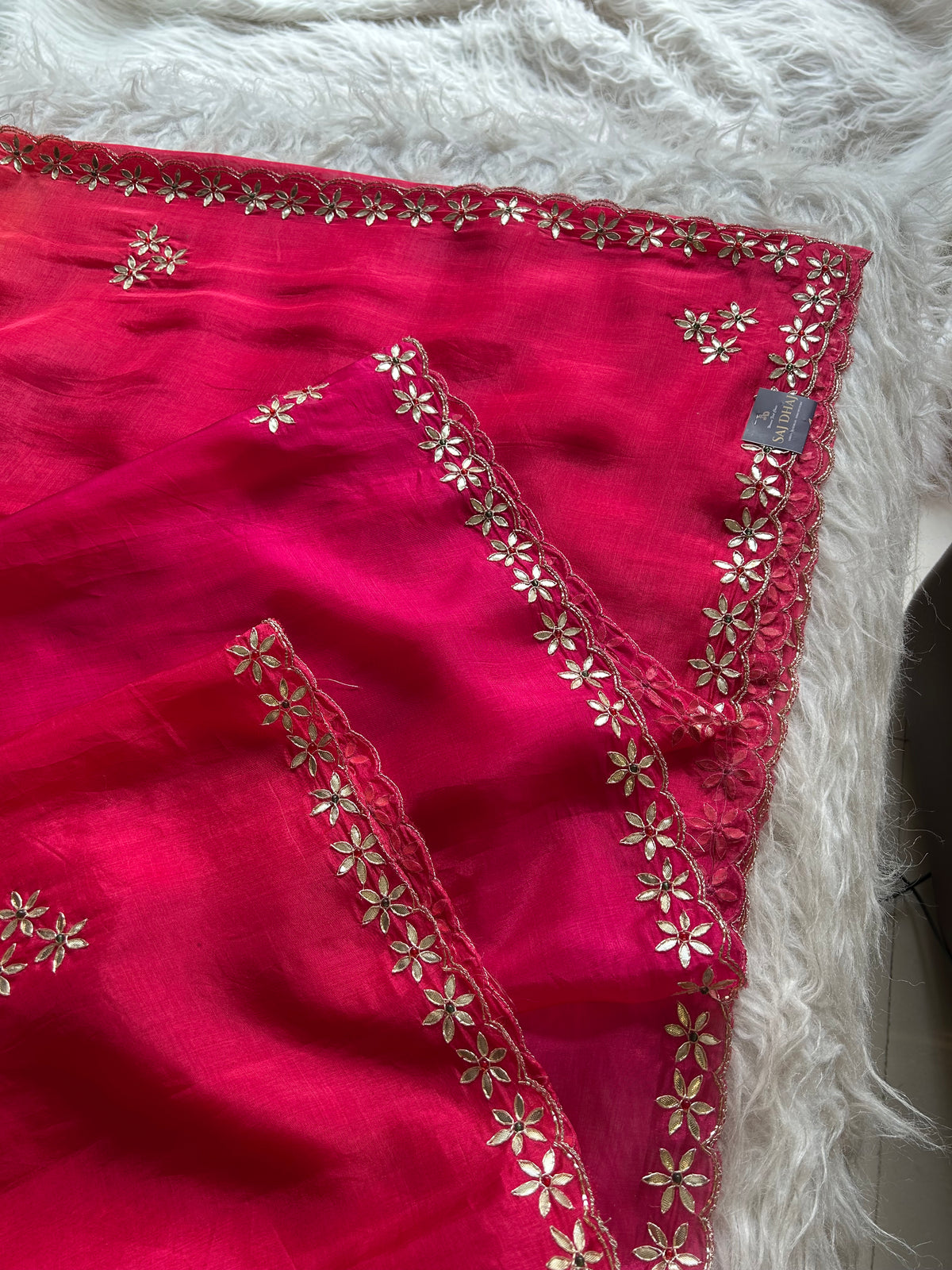 Pink Shaded Kora Silk Saree with Gota 5919 11