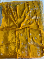 Blue & Yellow Shaded Organza Saree 5891 07