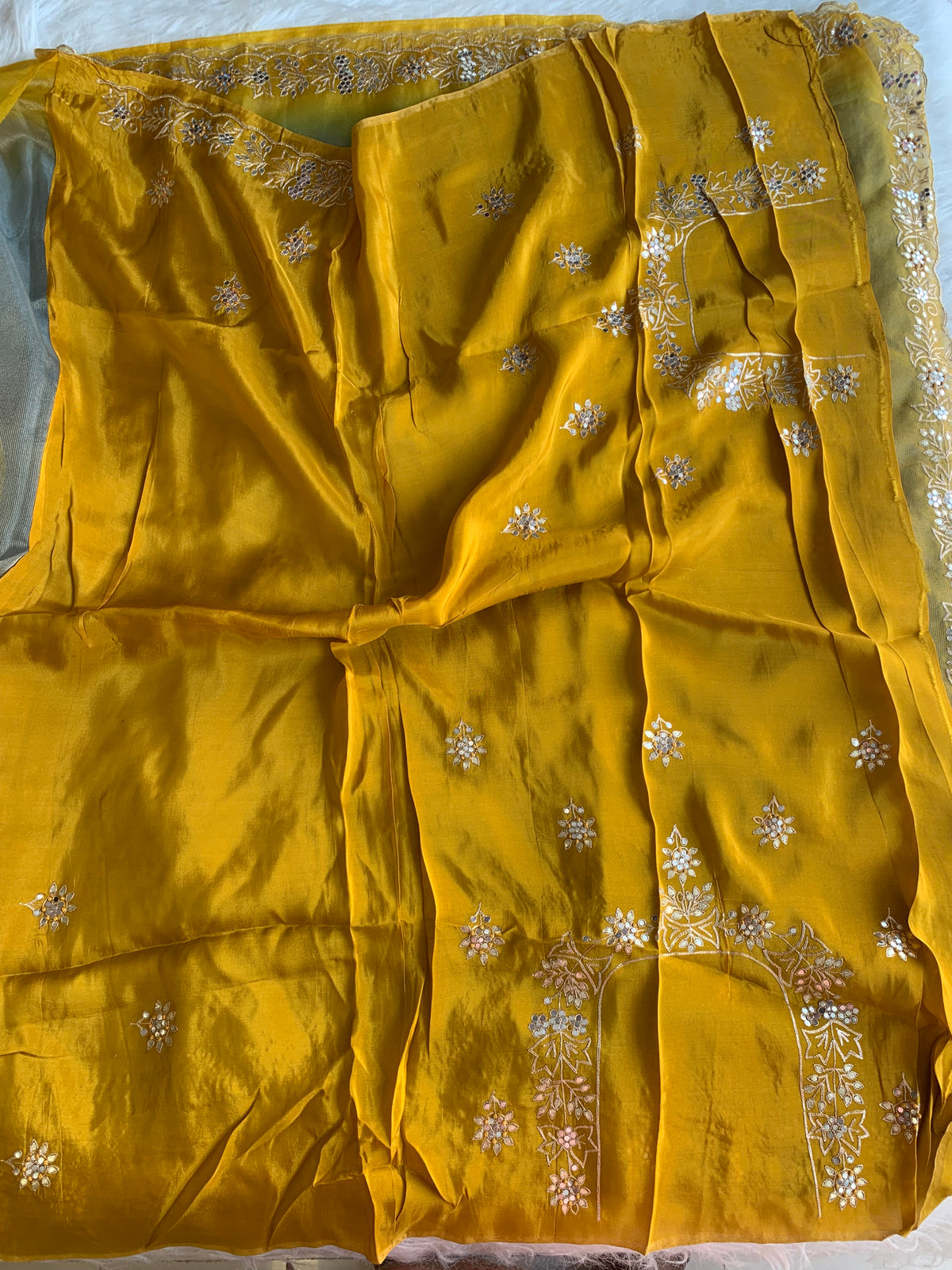 Blue & Yellow Shaded Organza Saree 5891 07