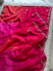 Pink Shaded Kora Silk Saree with Gota 5919 11