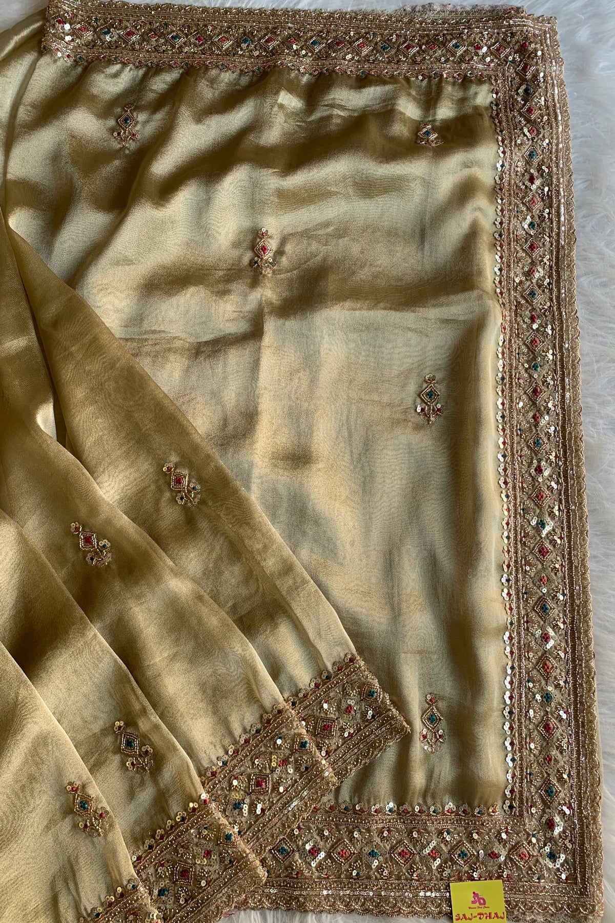 Beige Tissue Saree 5748 02