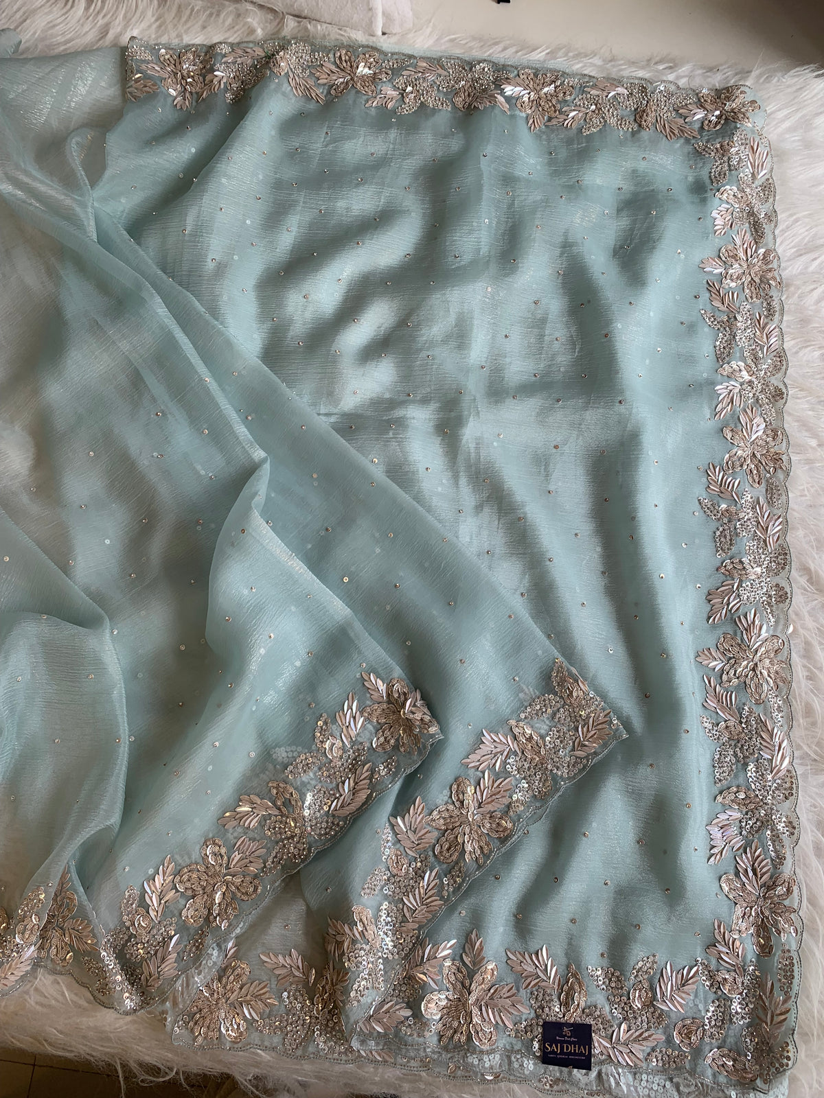 Designer Crush Organza Saree with Imported Sequin 5937 01