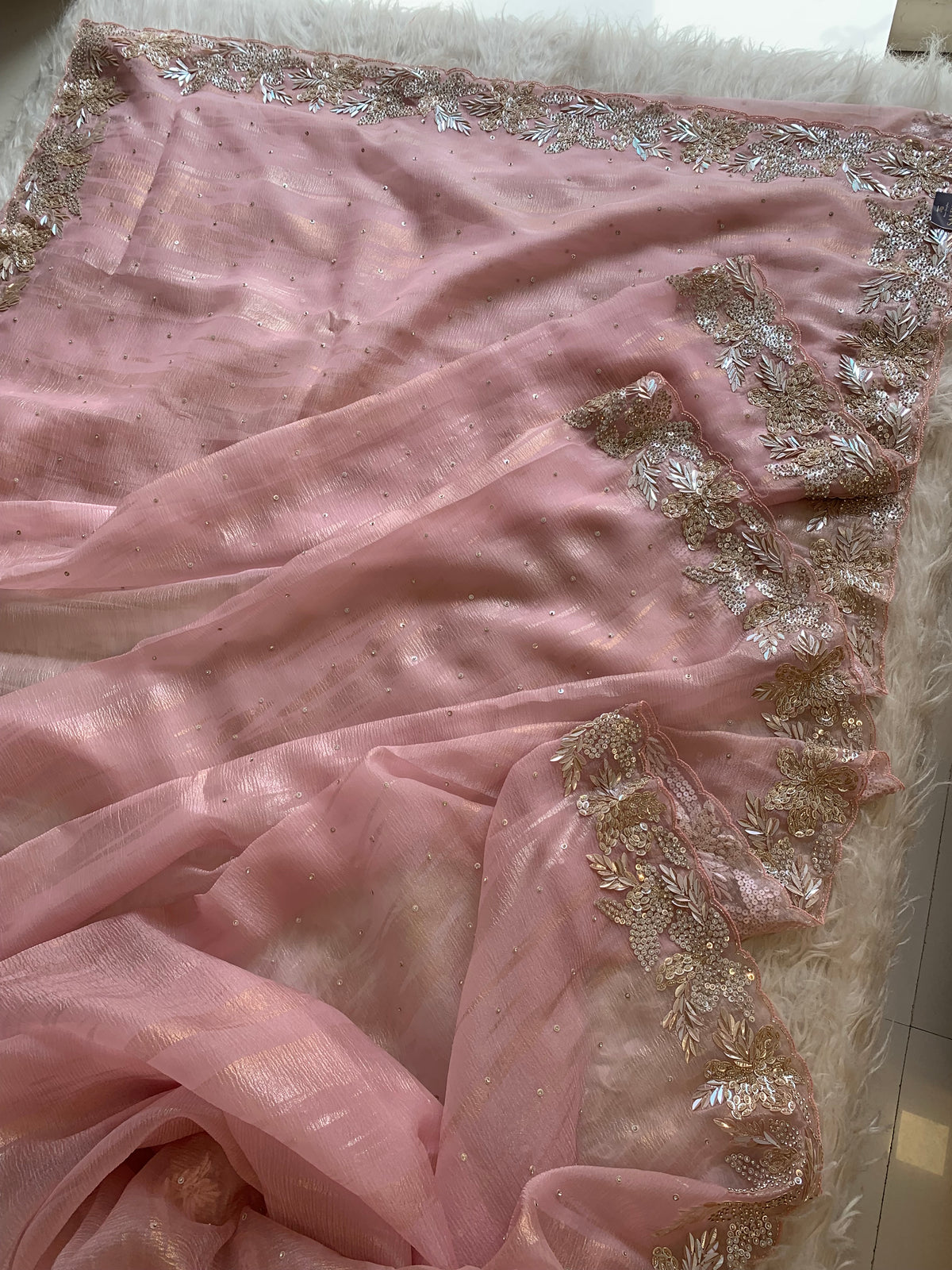 Designer Crush Organza Saree with Imported Sequin 5937 01