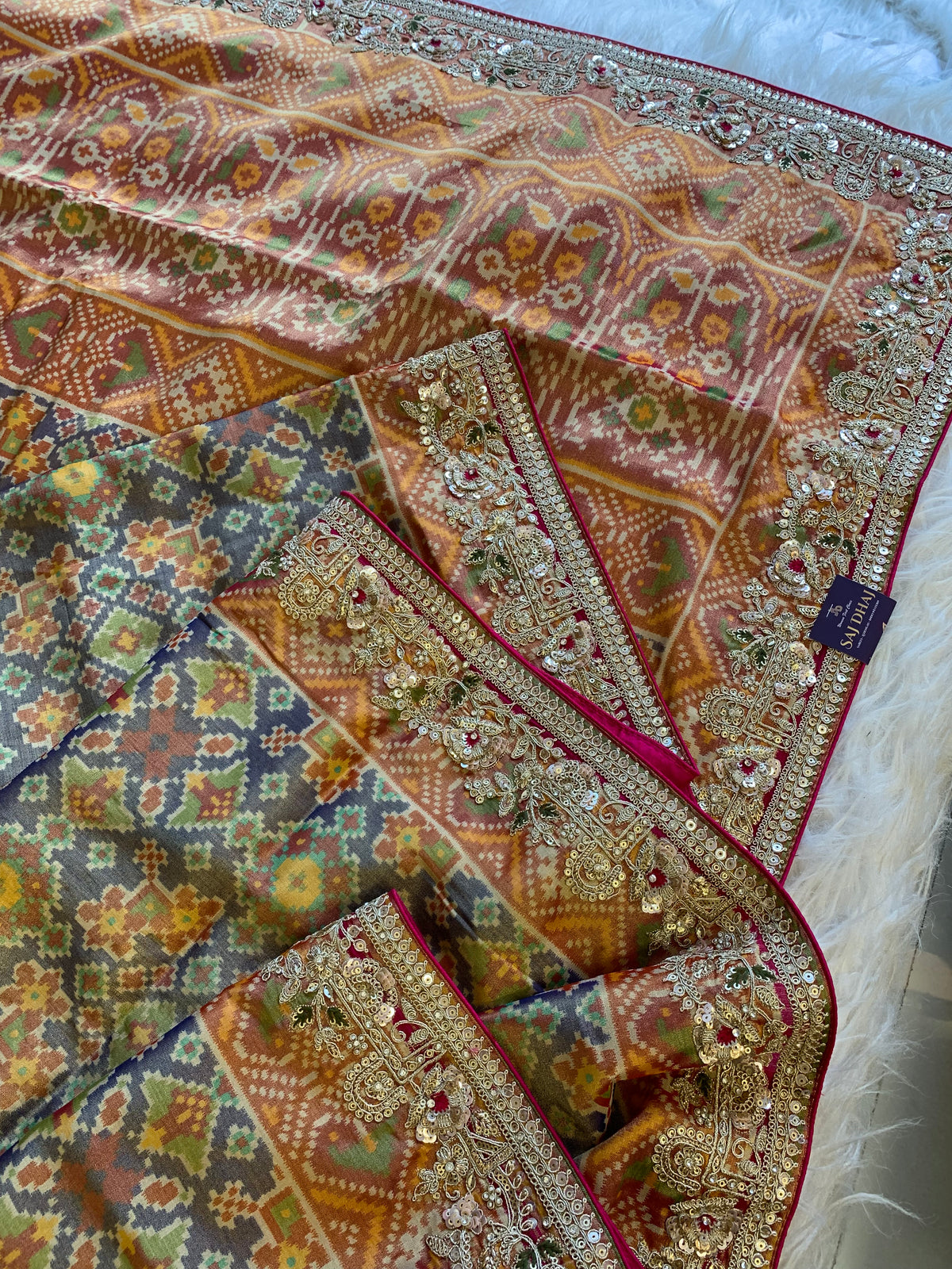 Patola Silk Saree with Dori, Sequin, Stone & Thread Work 5928 02