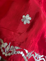 Red Habutai Silk Saree with Gota Patti & Sequin 5871 07