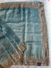 Crush Tissue Saree with Dori, Sequin & Bead Work 5915 18