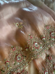 Shaded Organza Saree with Dori, Aari & Stone Work 5923 06