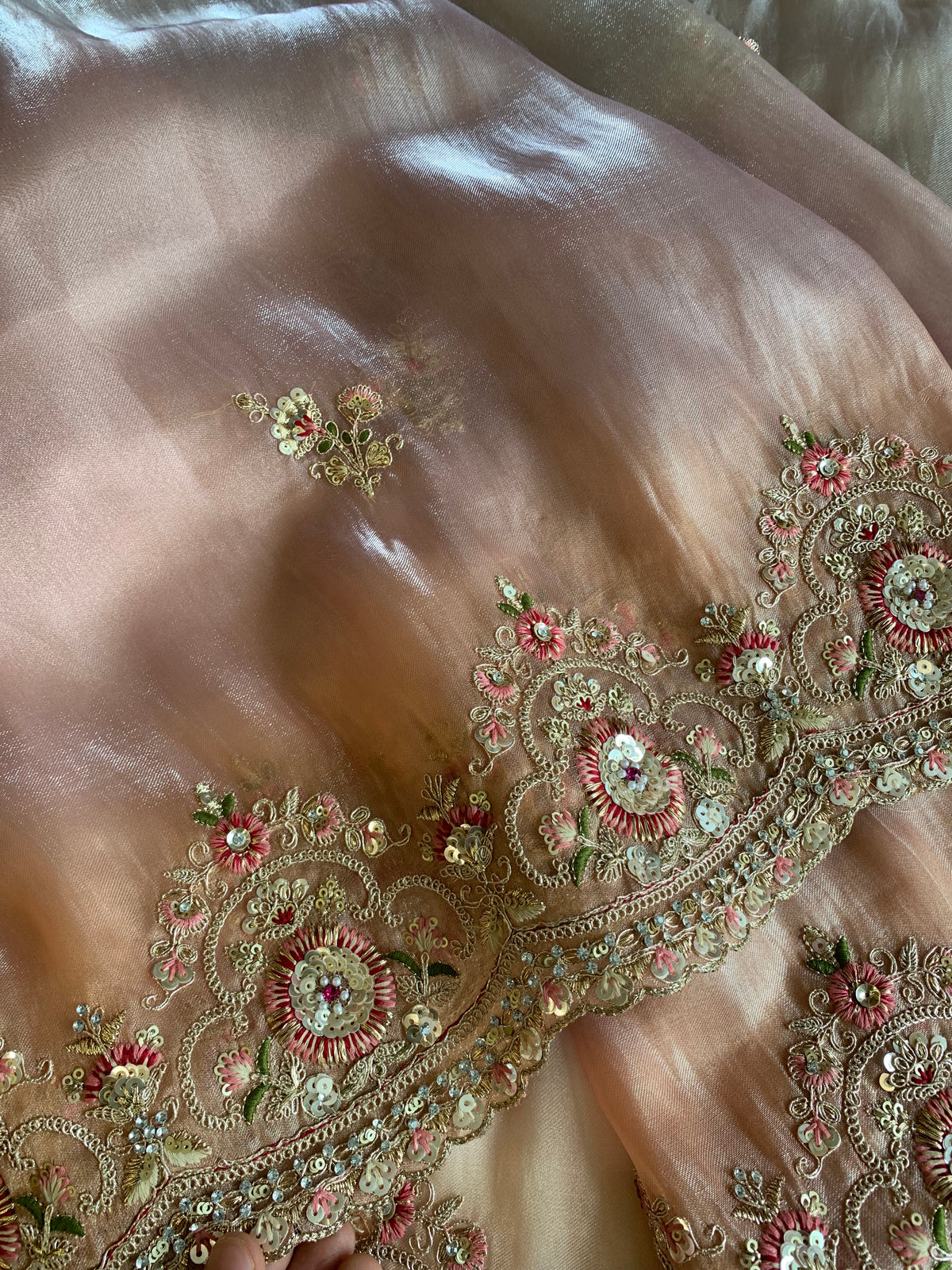 Shaded Organza Saree with Dori, Aari & Stone Work 5923 06