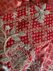 Red Banarasi Saree with Zardozi, Pearl & Sequin 5882 06