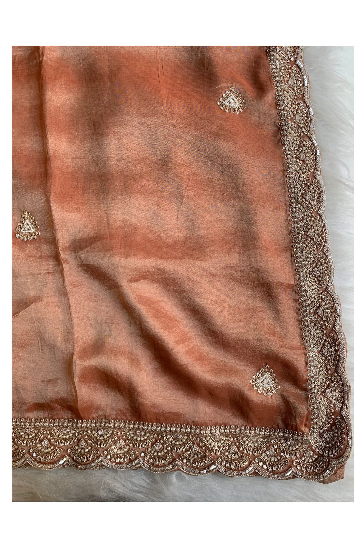 Rust Orange Tissue Silk Saree 5792 02