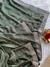 Dark Green Crepe Saree with Aari Zari 5915 09
