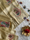 Gold Tissue Saree with Zardosi, Mirror, Appliqué & Cutdana Work 5927 01
