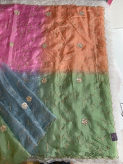 Multicolor Kora Silk Saree with Sequin, Aari & Cutdana 5919 01