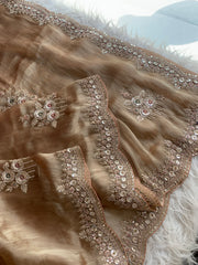Organza Saree with Dori, Sequin, Pearl & Thread 5918 01