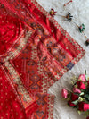 Red Patola Silk Saree with Aari, Gota, Mirror & Cutdana Work 5939 01