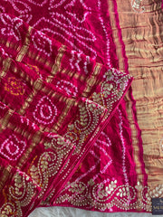 Pink Bandhej Gaji Silk Saree with Gharchola 5885 03
