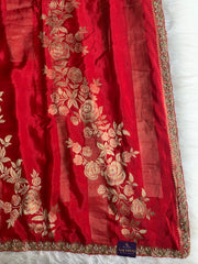 Red Russian Silk Saree with Banarasi Weaving 5901 02