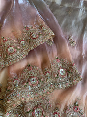 Shaded Organza Saree with Dori, Aari & Stone Work 5923 06