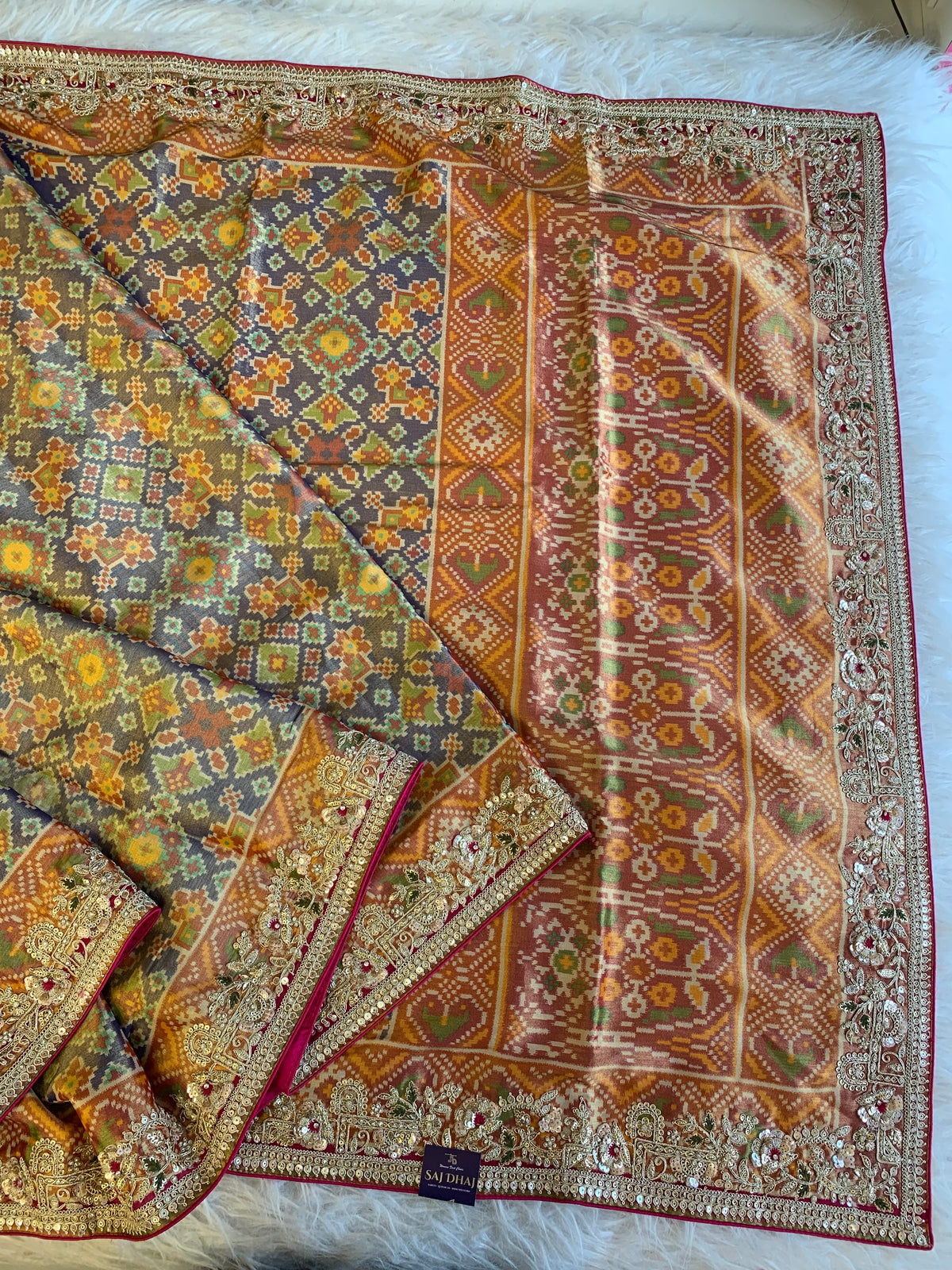 Patola Silk Saree with Dori, Sequin, Stone & Thread Work 5928 02
