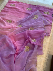 Lavender Shaded Kora Silk Saree with Zardosi & Sequin Work 5919 07