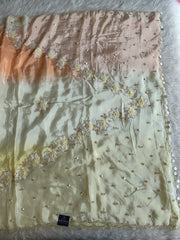 Ombre Habutai Silk Saree with Floral Appliqué, Cutdana & Zardosi Work 5901 06