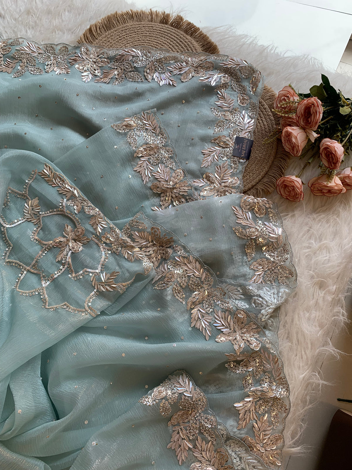 Designer Crush Organza Saree with Imported Sequin 5937 01