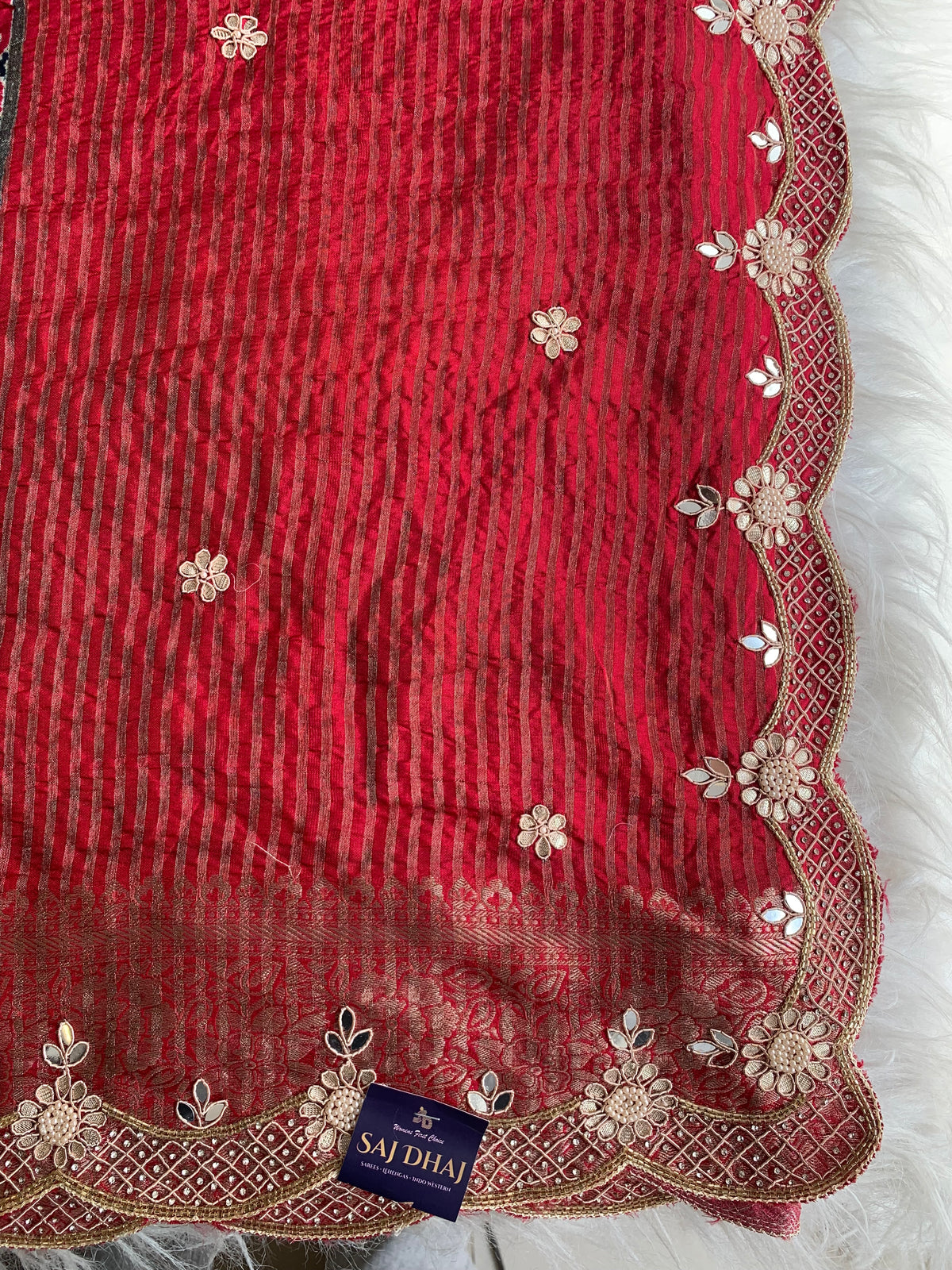 Blue Patola Silk Saree with Red Pallu & Zardosi Work 5888 08