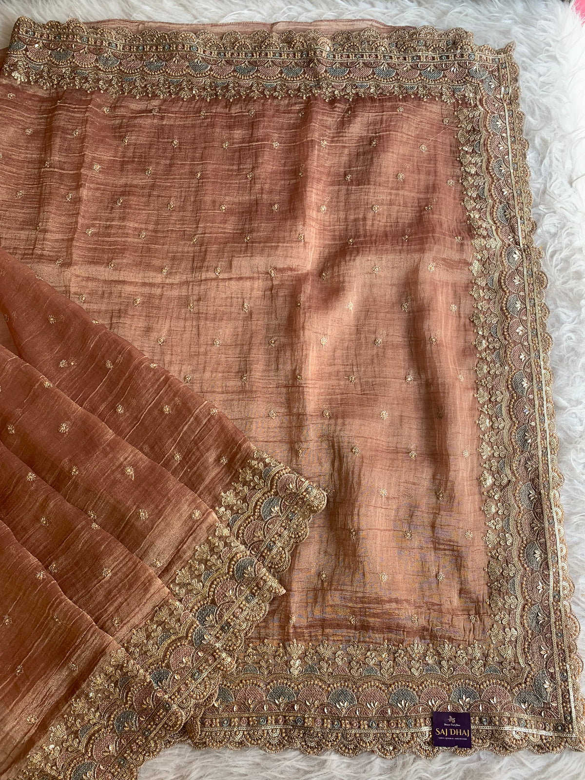 Crush Tissue Saree with Dori, Sequin & Bead Work 5915 18