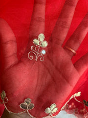 Red Organza Saree with Gota & Pearl Work 5893 07