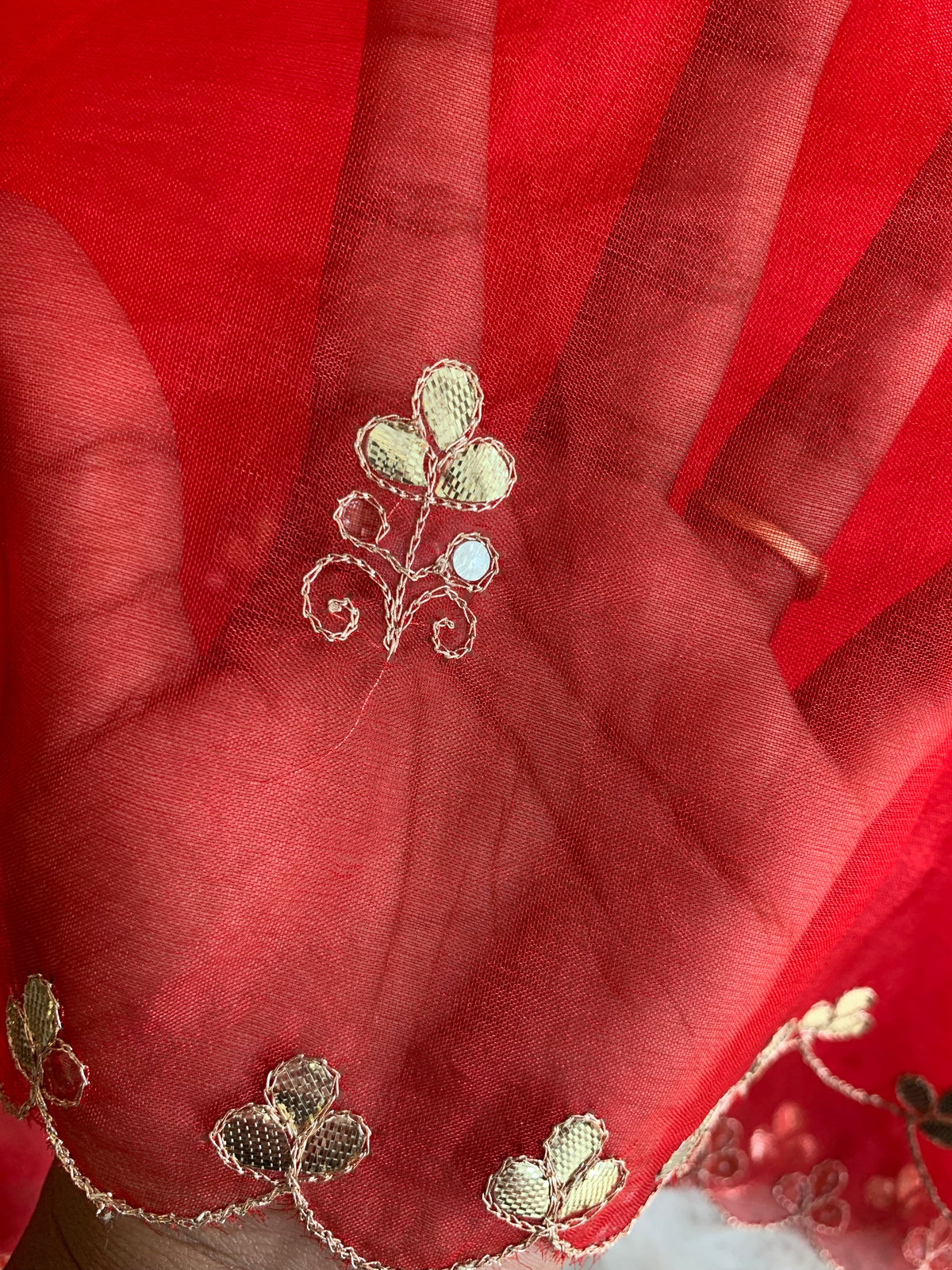 Red Organza Saree with Gota & Pearl Work 5893 07