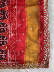 Red & Brown Patola Silk Saree with Animal Motifs  5932 02