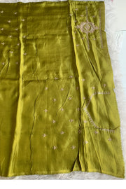 Olive Green Habutai Silk Saree 5764 18 (PRE ORDER)