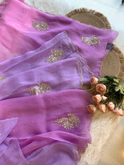 Lavender Shaded Kora Silk Saree with Zardosi & Sequin Work 5919 07