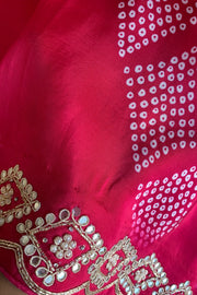 Rani Pink Printed Bandhej Russian Silk Saree 5308 07