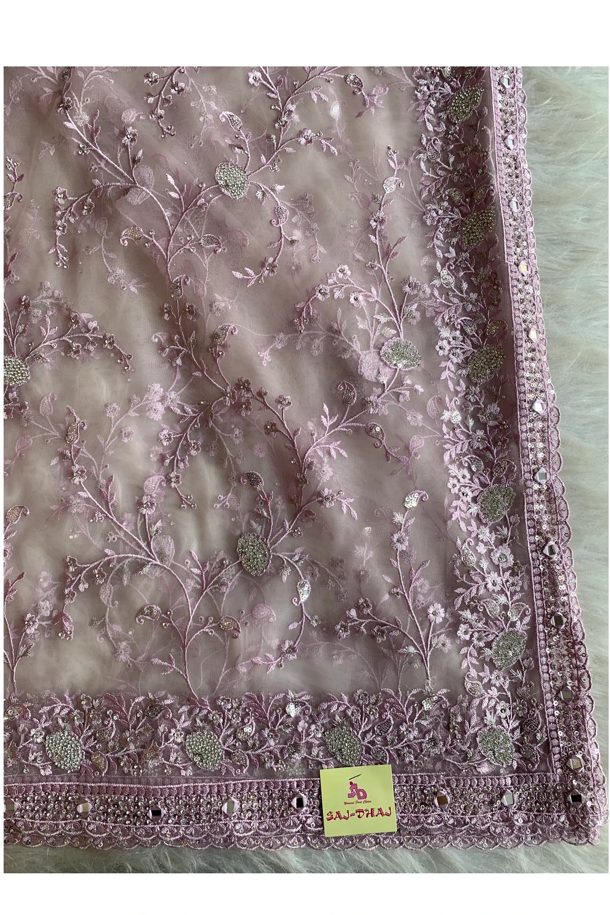 Light Pink Net Saree 5292 15