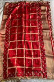 Ivory Base Saree with Red Pallu & Blouse 5751 05
