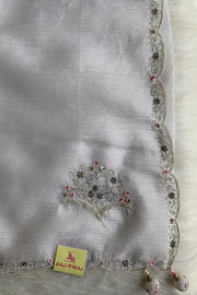 White Embellished Crush Saree 5362 02