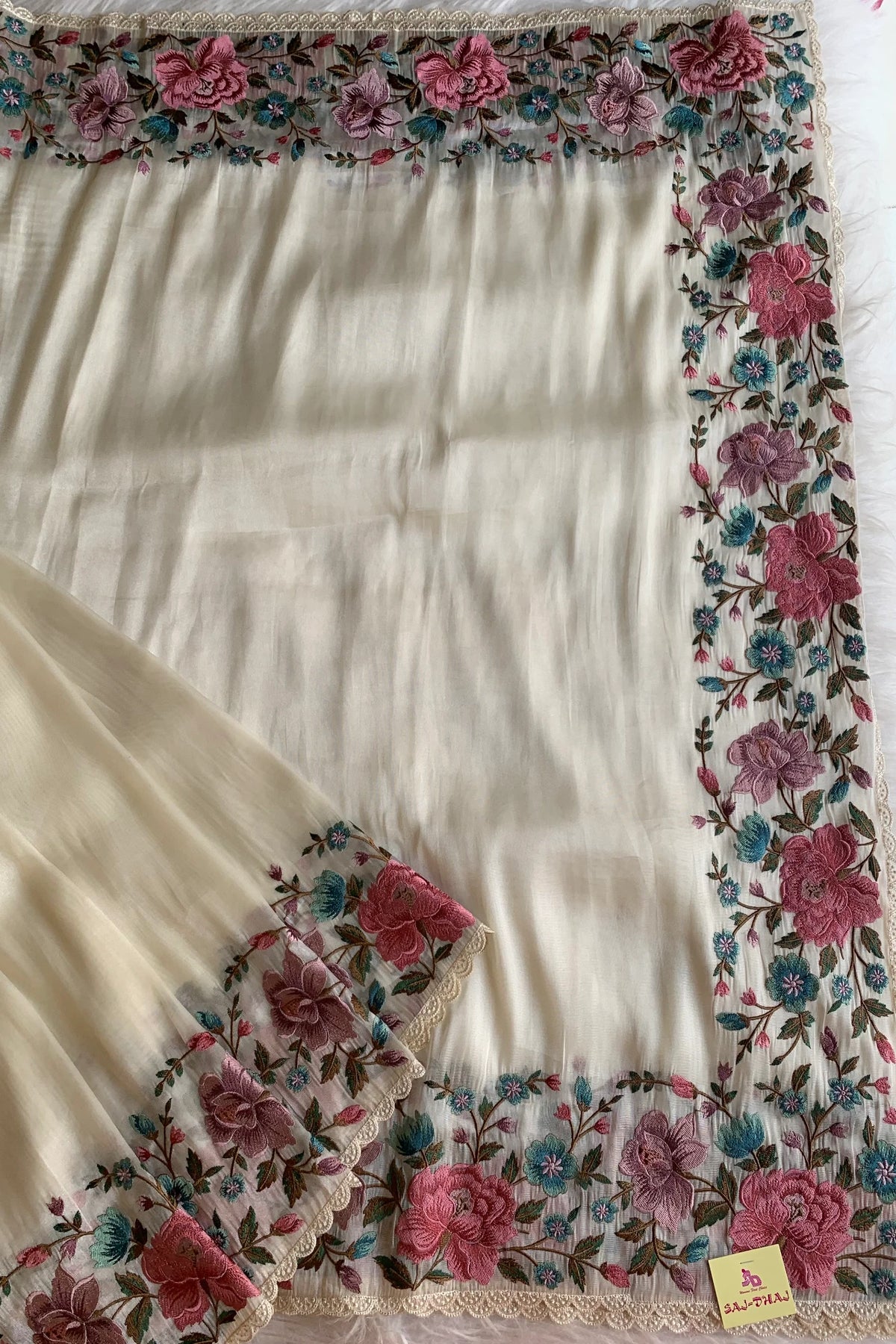 White Tissue Organza Saree 5773 01