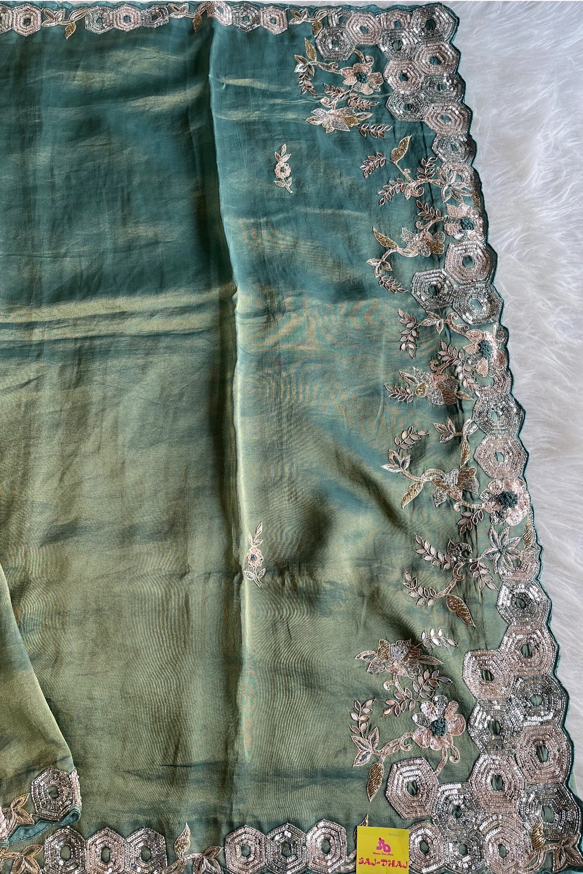 Blue Tissue Designer Saree 5760 01
