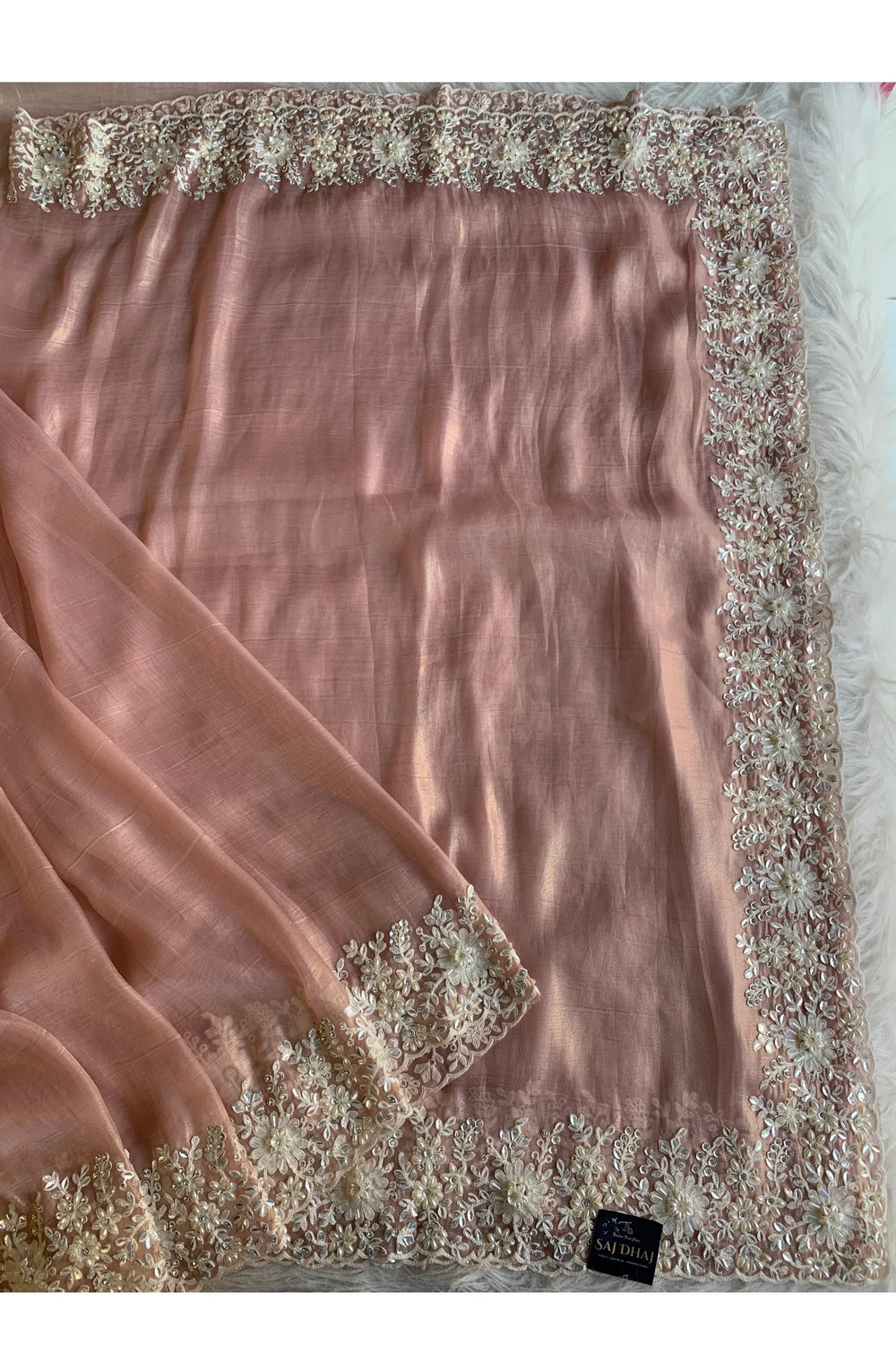 Peach Tissue Organza Saree 5801 05