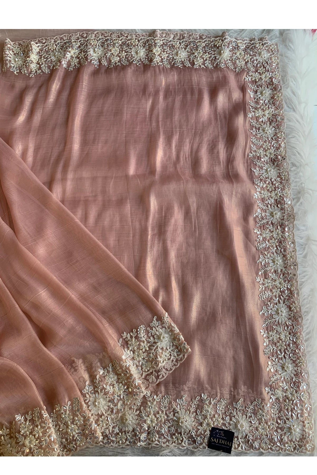 Peach Tissue Organza Saree 5801 05