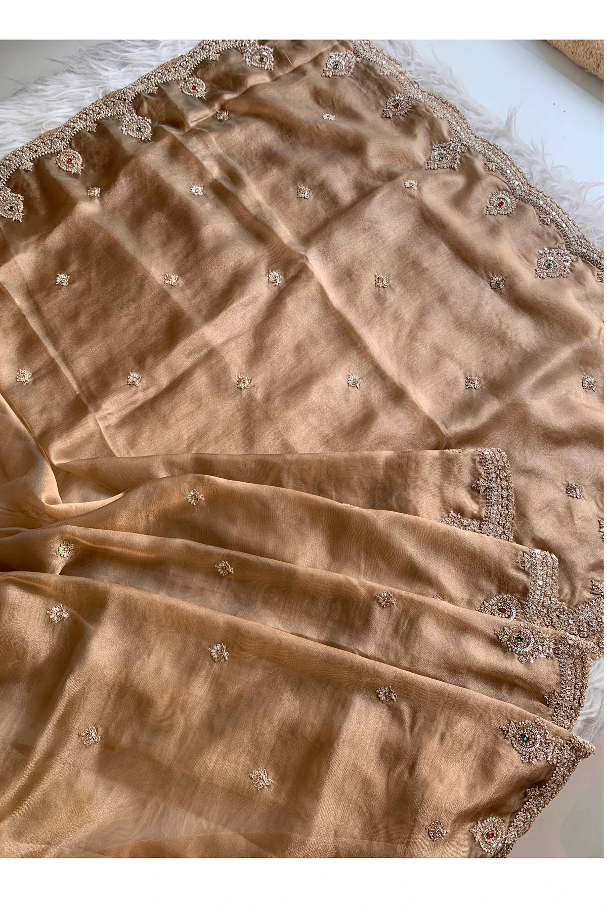 Gold Tissue Organza Saree 5775 03