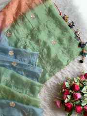 Multicolor Kora Silk Saree with Sequin, Aari & Cutdana 5919 01
