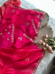 Pink Shaded Kora Silk Saree with Gota 5919 11