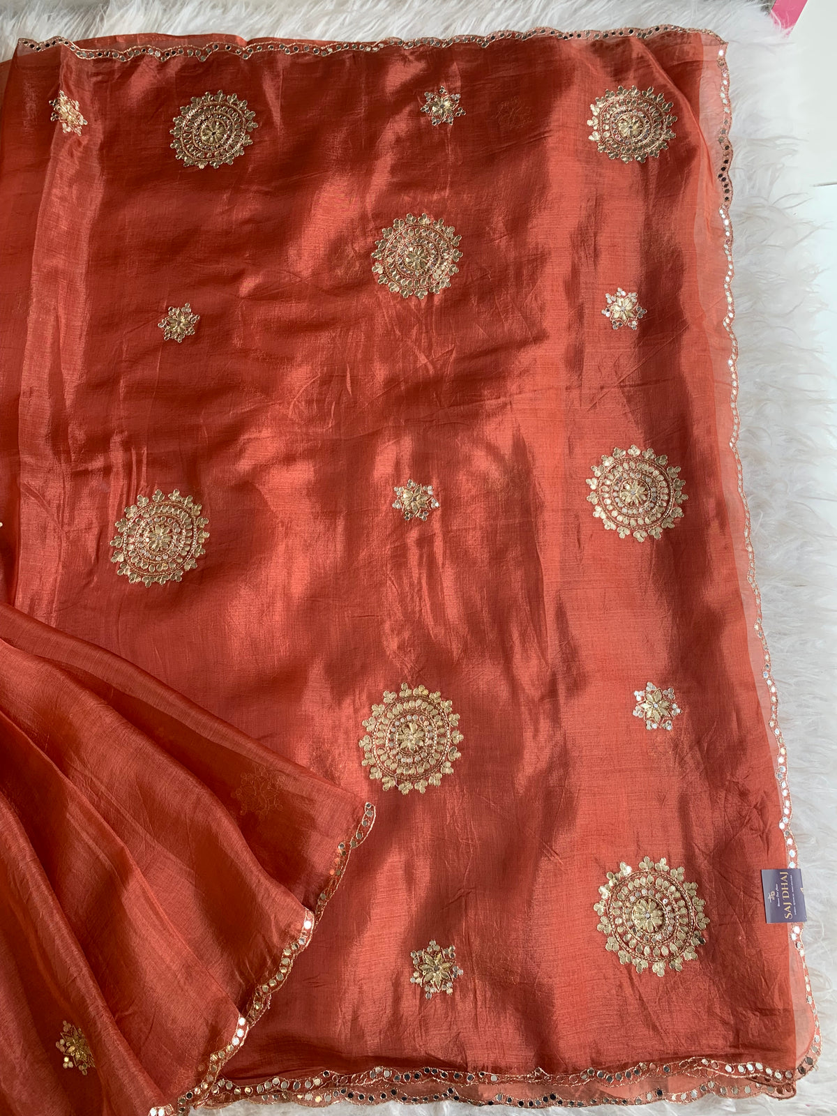 Kora Silk Saree with Gota 5919 05