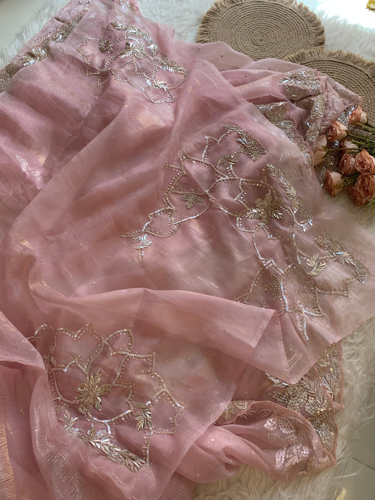 Designer Crush Organza Saree with Imported Sequin 5937 01