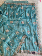 Tissue Saree with Dori, Stone & Thread Work 5915 12