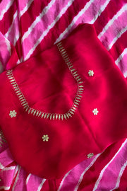 Pink Jaal Leheriya Habutai Silk Saree 5846 02